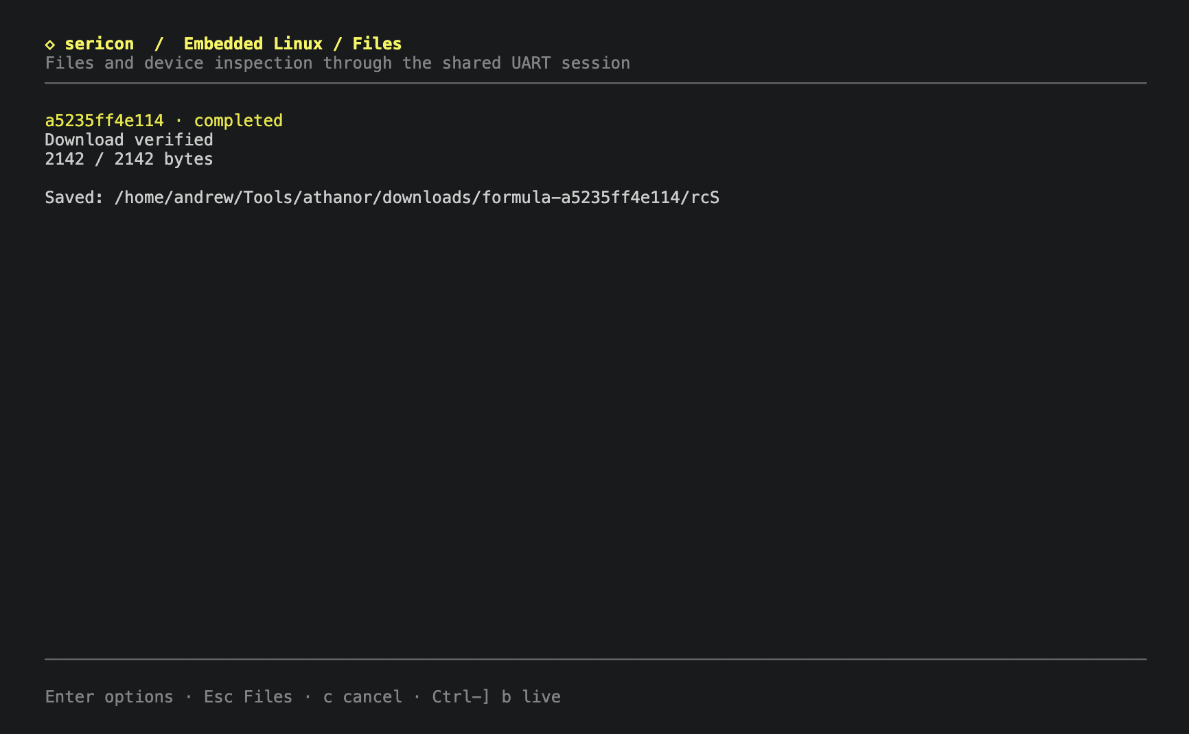 Verified download with its saved host path
