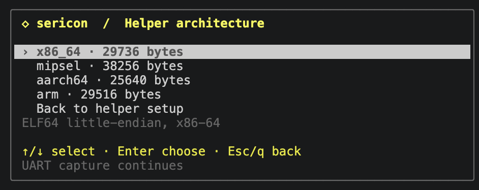 Helper architecture choices, including ARM64 and ARM32